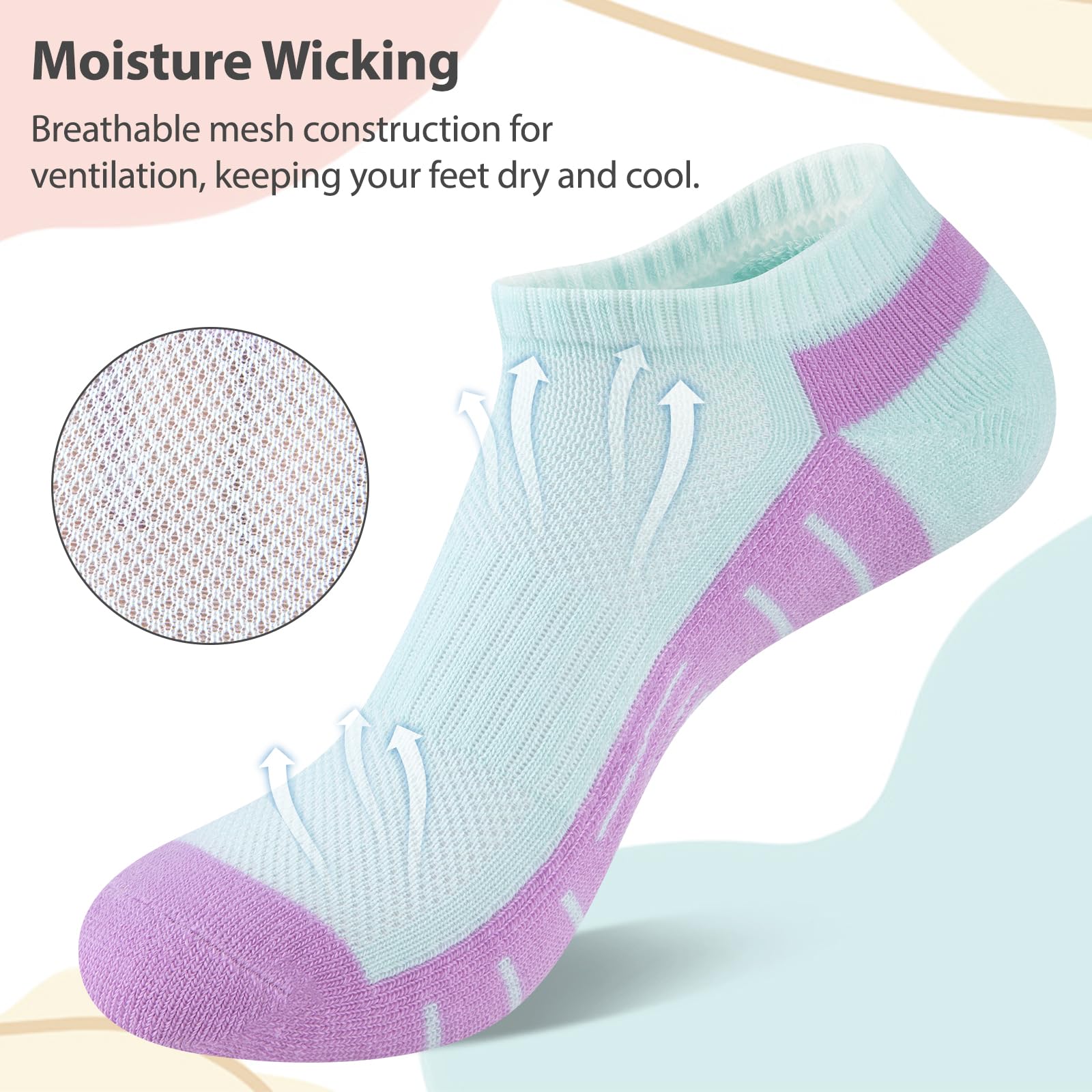 7 Pairs Ankle Socks Womens Athletic Cushioned Running Low Cut Socks for Women