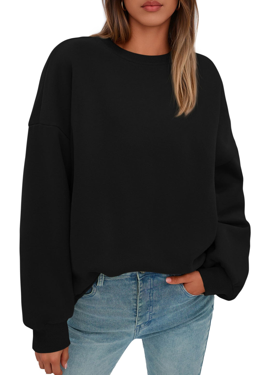 Sweatshirt for Women Oversized Crewneck Long Sleeve Pullover Fleece Top 2026 Fall Winter Fashion Outfits Clothes