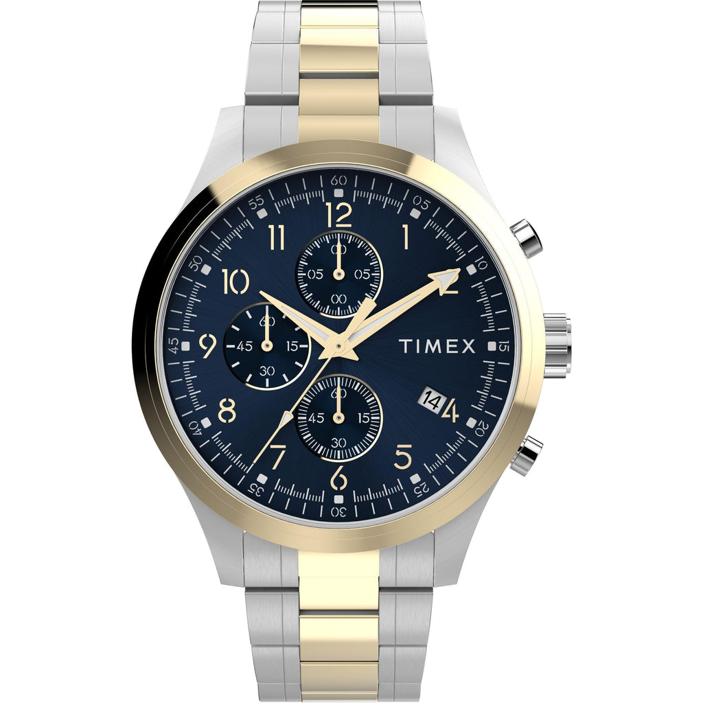 Men's Dress Chronograph 43mm Watch - Silver-Tone Bracelet Black Dial Silver-Tone Case