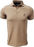 Mens Slim Fit Short Sleeve Solid Cotton Pique Polo Shirt (Medium, Camel Heather)