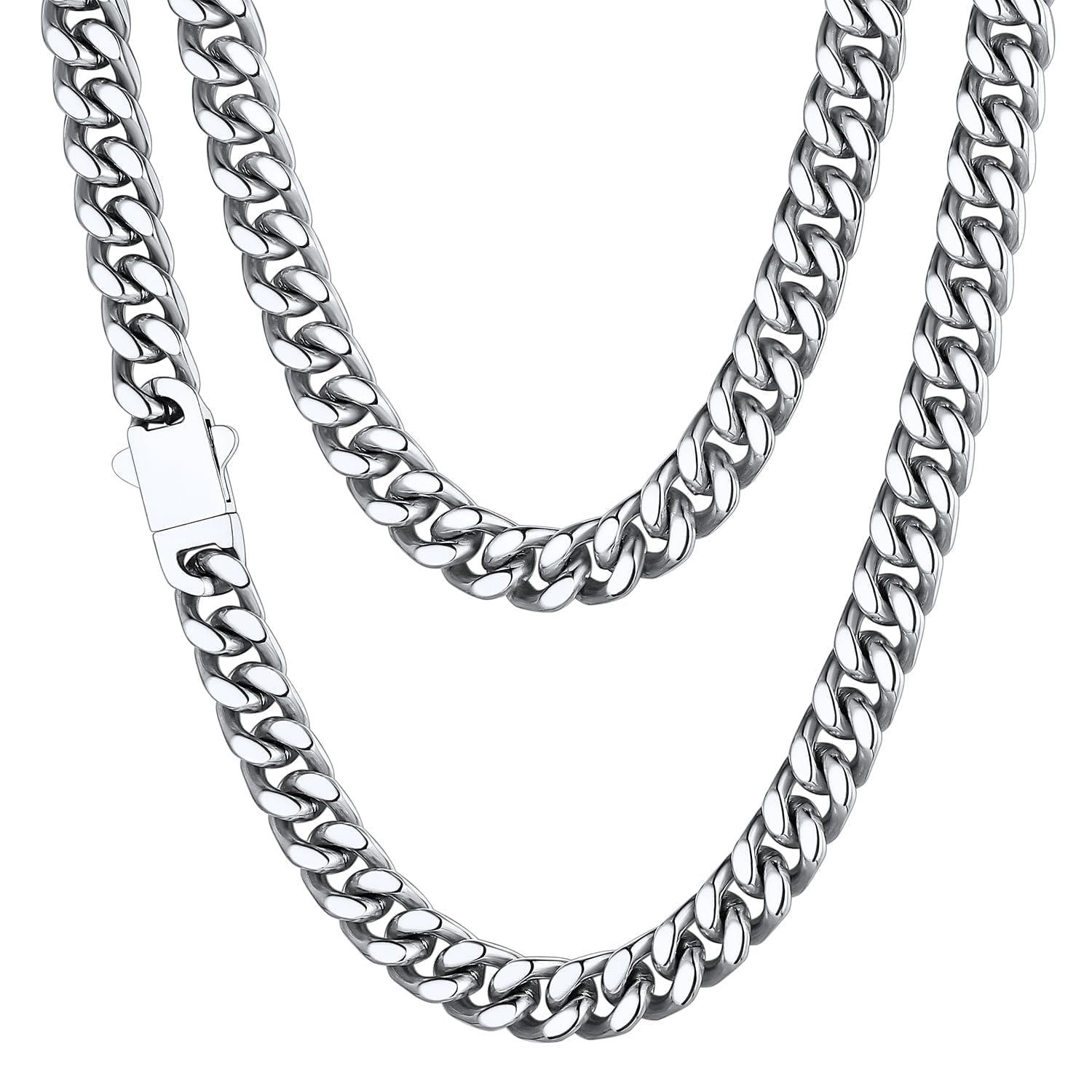 Stainless Steel Mens Cuban Link Chain, Black/ 18K Gold Plated Miami Cuban Chain Necklace, 5mm/7mm/9mm/12mm/14mm Width, No Tarnish& Durable Hip Hop Mens Jewelry, 18"-30", Send Gift Box