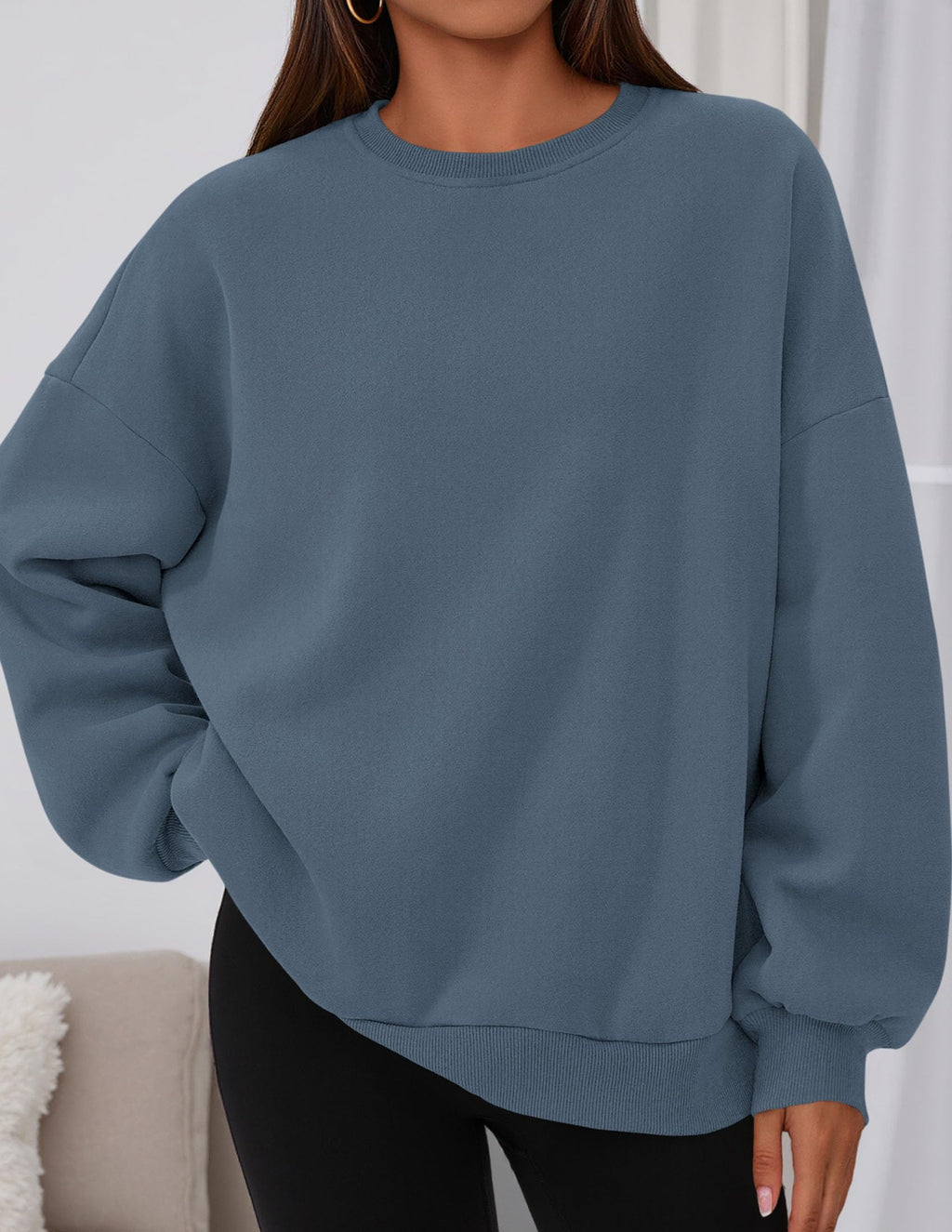 Sweatshirt for Women Oversized Crewneck Long Sleeve Pullover Fleece Top 2026 Fall Winter Fashion Outfits Clothes