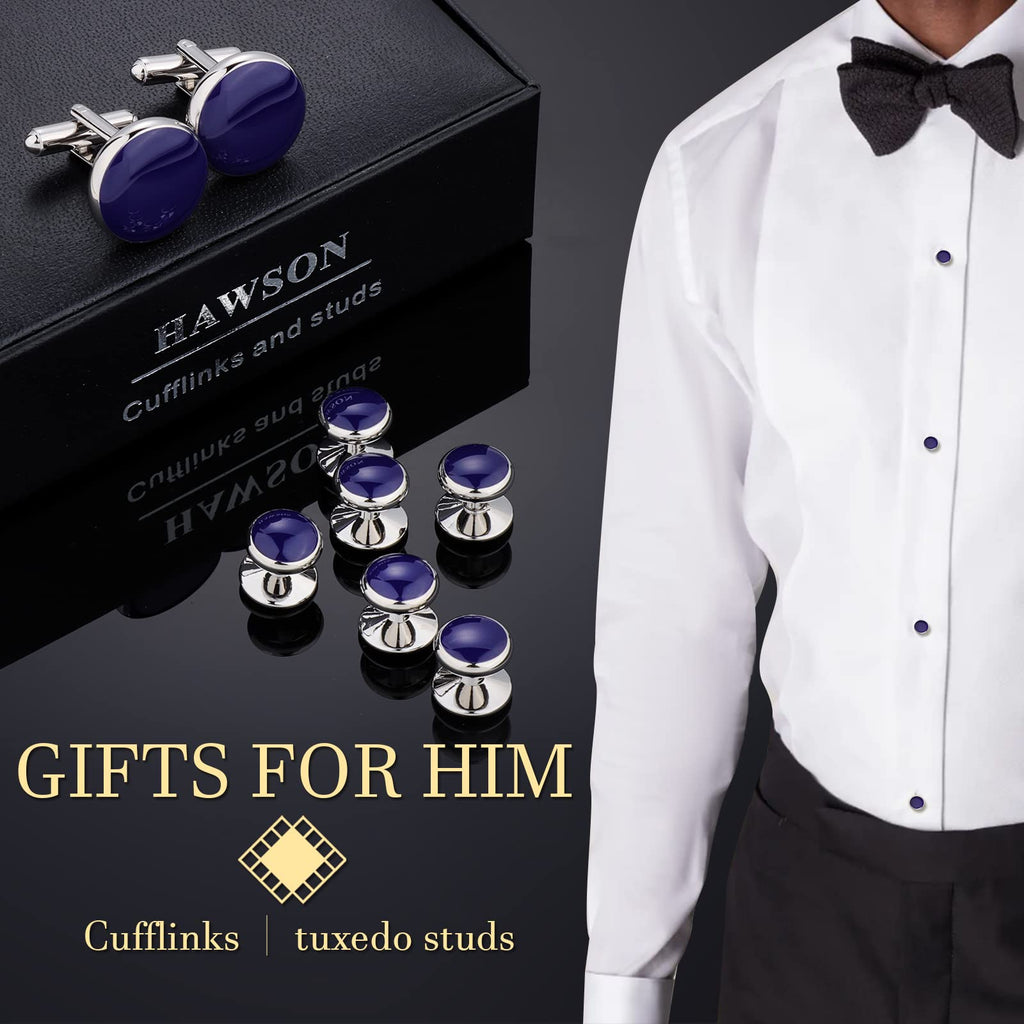 Men’s Cufflinks and Tuxedo Studs Set with Gift Box; Men’s Jewelry or Accessories Suitable for Black Suit White Shirts Vest and Red Bow tie on Wedding or Anniversary and Birthday
