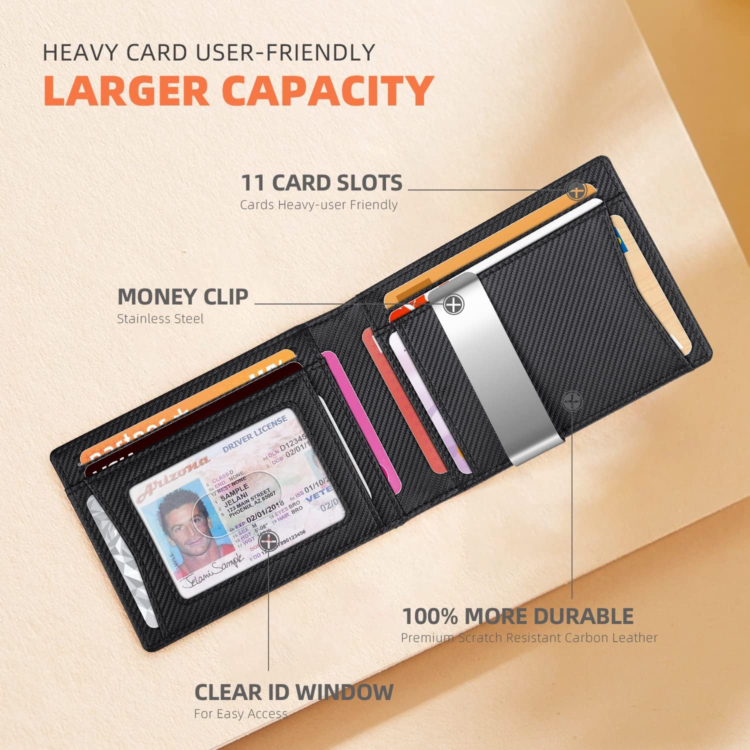 Slim Wallets for Men - Leather Money Clip Mens Wallet - RFID Blocking Front Pocket Bifold Wallet - Thin Credit Card Holder with Gift Box