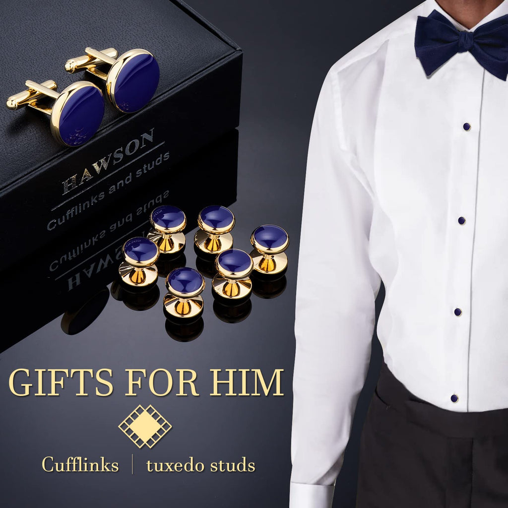 Men’s Cufflinks and Tuxedo Studs Set with Gift Box; Men’s Jewelry or Accessories Suitable for Black Suit White Shirts Vest and Red Bow tie on Wedding or Anniversary and Birthday