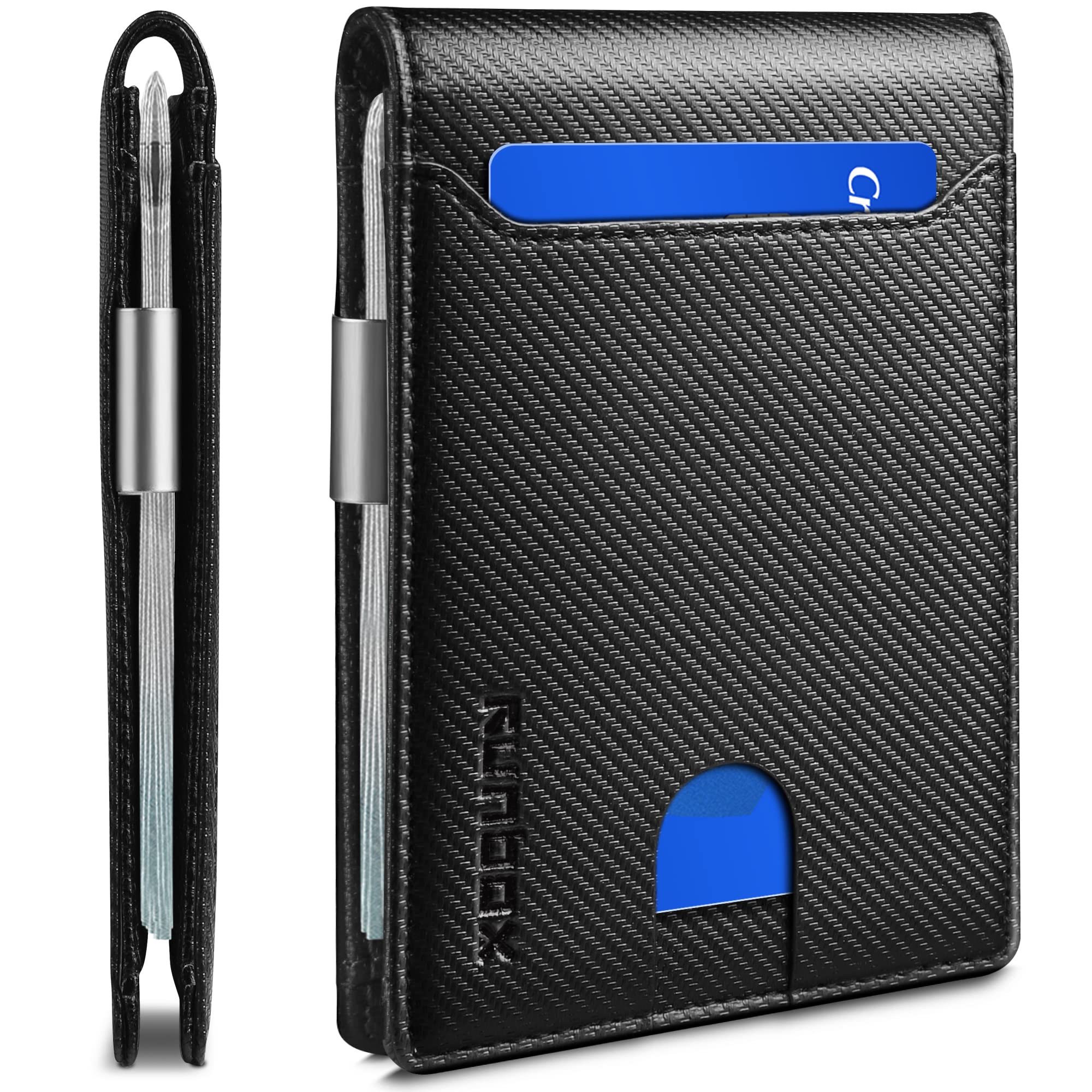 Slim Wallets for Men - Leather Money Clip Mens Wallet - RFID Blocking Front Pocket Bifold Wallet - Thin Credit Card Holder with Gift Box