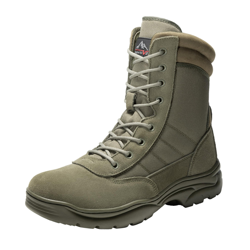 NORTIV 8 Men's Military Tactical Work Boots Side Zipper Leather Motorcycle Combat Boots Trooper