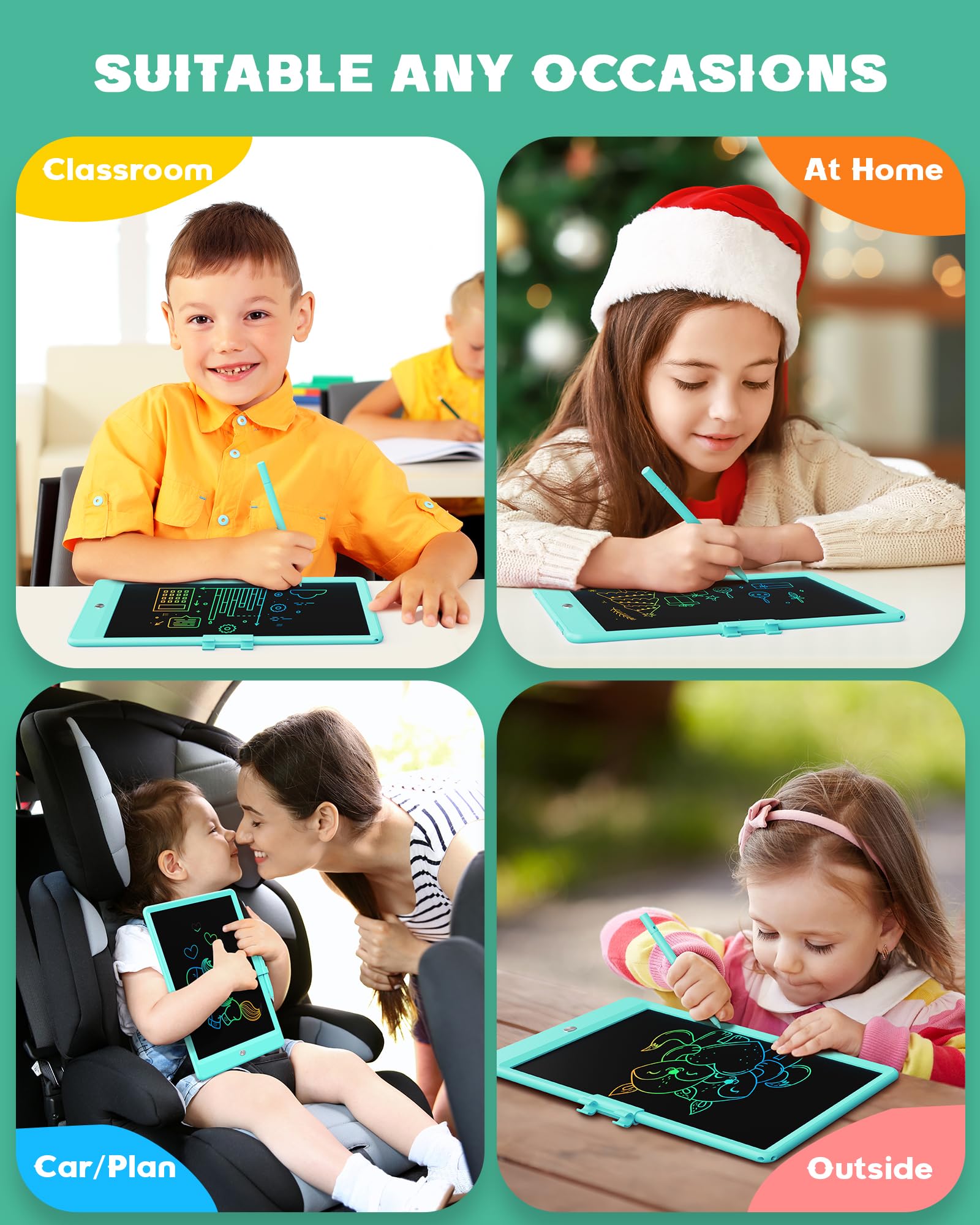 Bravokids 10 Inch LCD Writing Tablet for 3-8 Year Olds - Electronic Drawing Pad and Doodle Board as Educational Birthday Gifts for Girls and Boys (Pink)