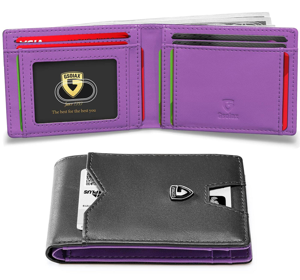 Slim Wallet for Men Rfid Blocking Leather Bifold Front Pocket Carbon Fiber Men's Money Clips Credit Card Holder With Gift Box