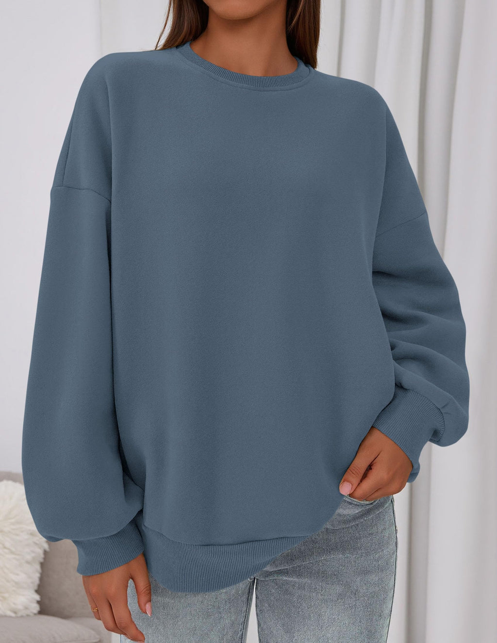Sweatshirt for Women Oversized Crewneck Long Sleeve Pullover Fleece Top 2026 Fall Winter Fashion Outfits Clothes