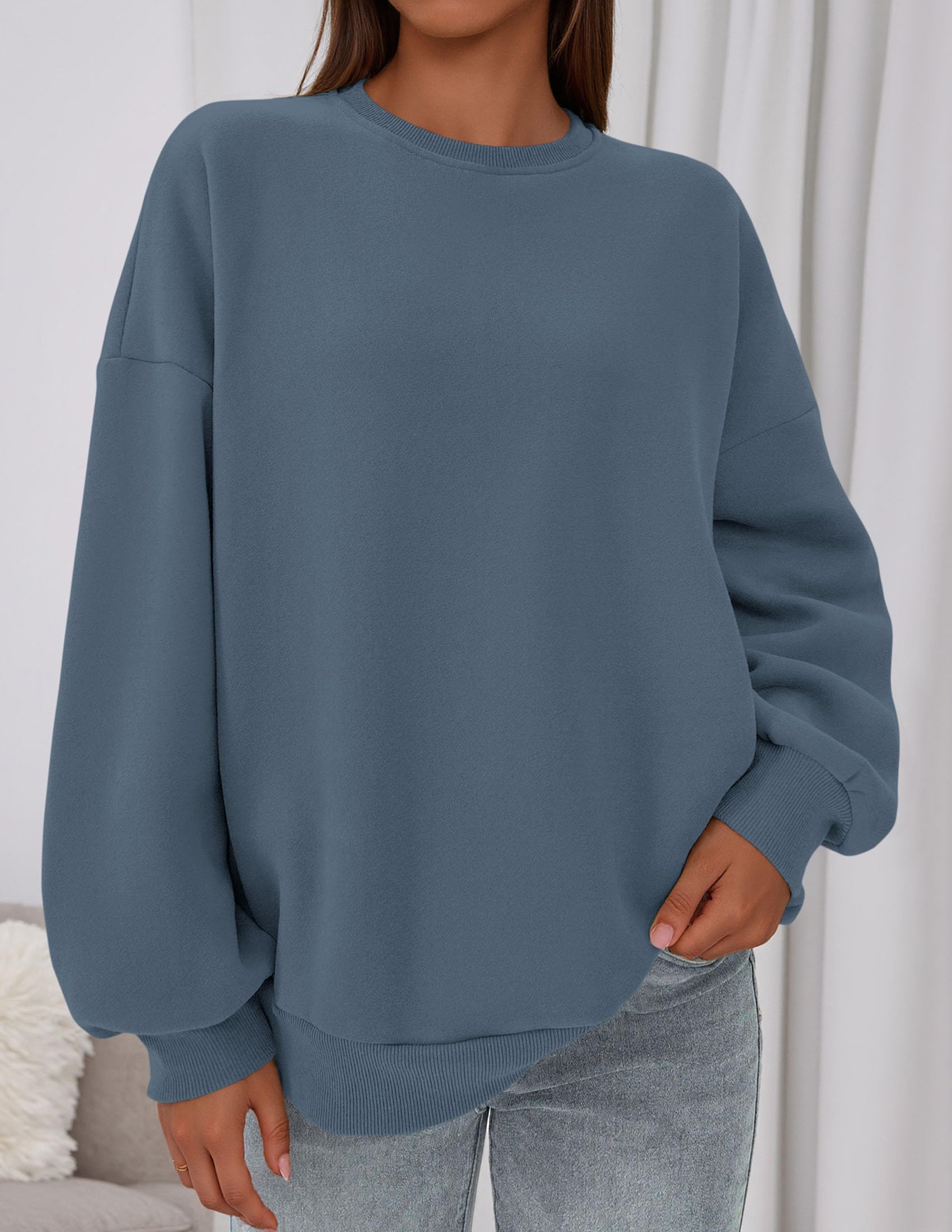 Sweatshirt for Women Oversized Crewneck Long Sleeve Pullover Fleece Top 2026 Fall Winter Fashion Outfits Clothes