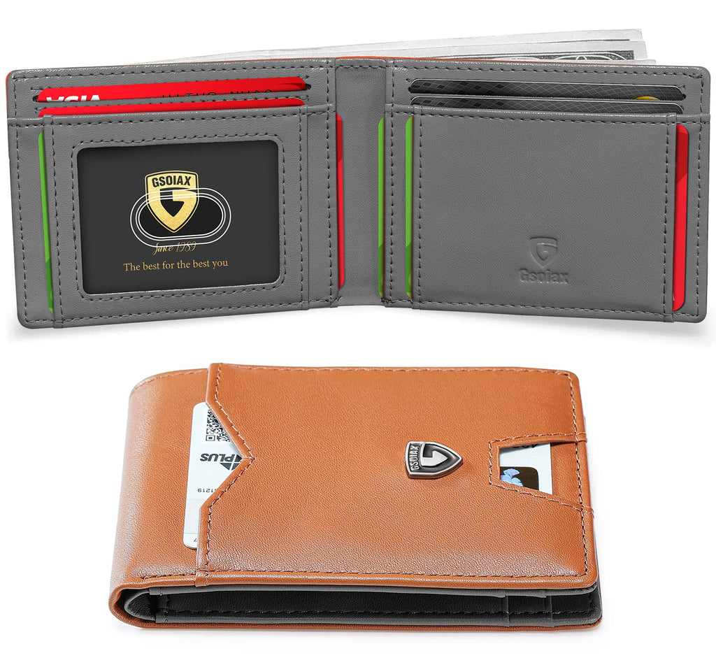 Slim Wallet for Men Rfid Blocking Leather Bifold Front Pocket Carbon Fiber Men's Money Clips Credit Card Holder With Gift Box