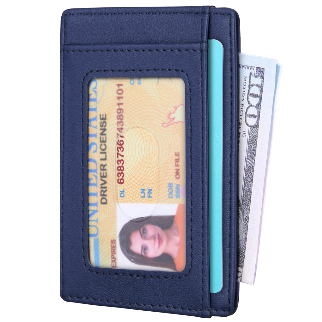 Slim Wallet Front Pocket Minimalist Leather RFID Blocking Medium Size
