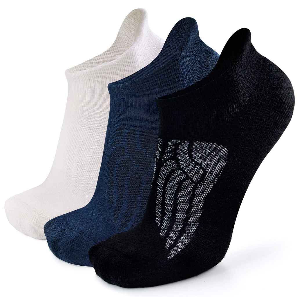 Merino Wool Compression Support Ankle Running Hiking Socks for Men Women, Soft Thick Cushion Tab Socks 3/6 Pairs