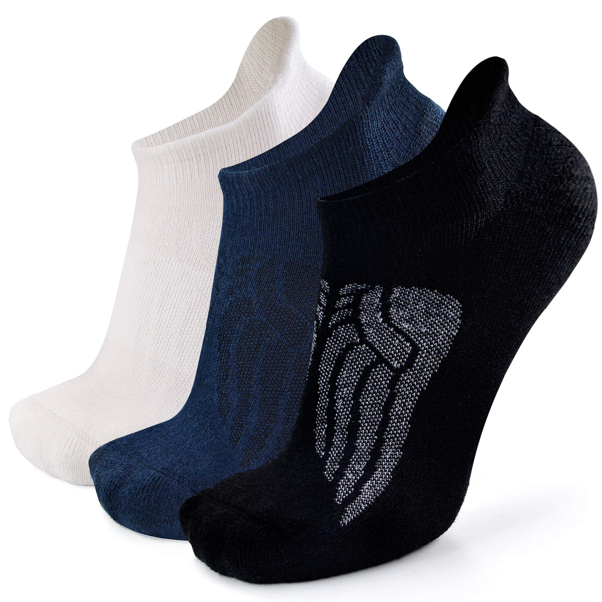 Merino Wool Compression Support Ankle Running Hiking Socks for Men Women, Soft Thick Cushion Tab Socks 3/6 Pairs