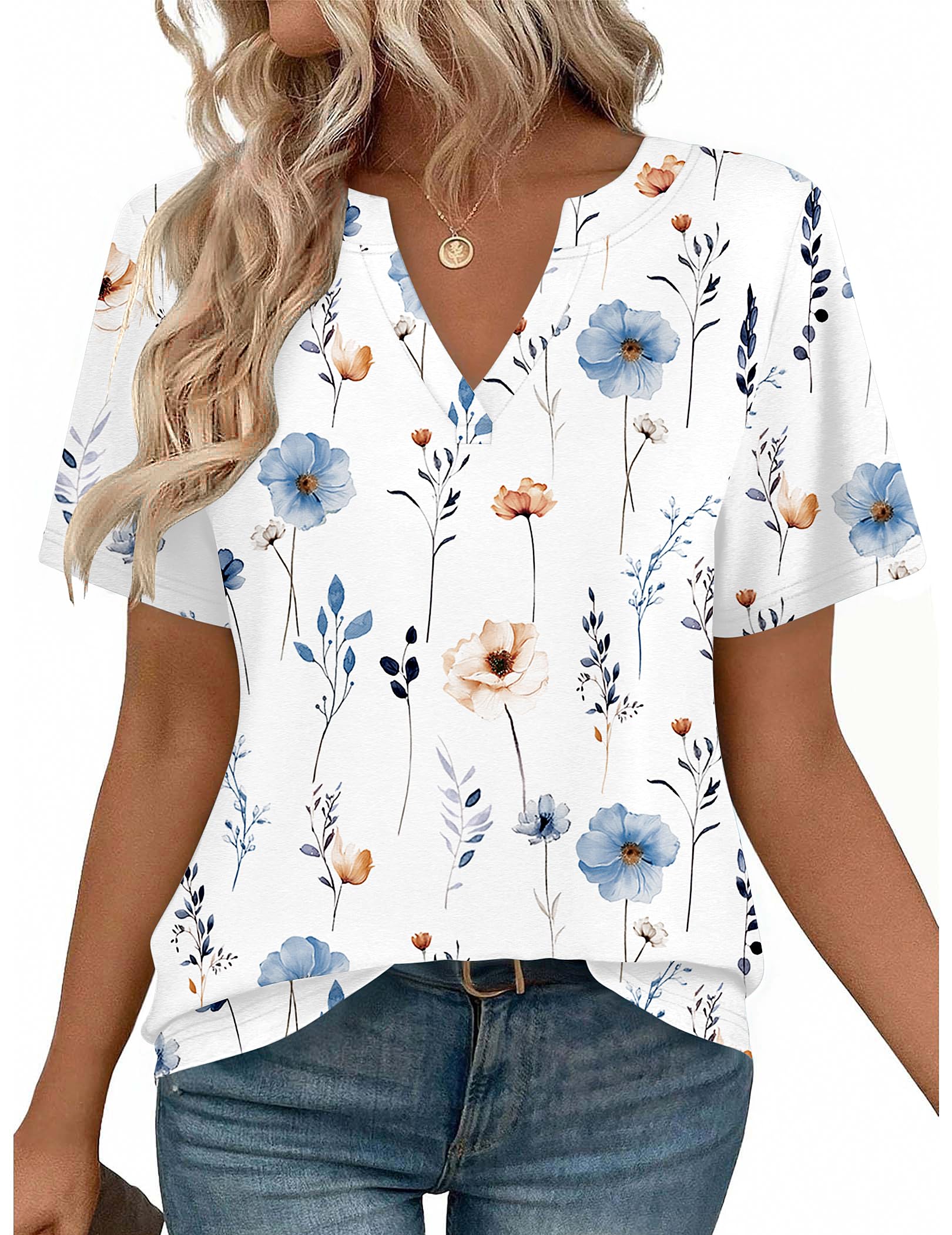 Zeagoo Womens Tops Short Sleeve V Neck Tee Shirts Cute Dressy Casual Clothing Business Work Blouse