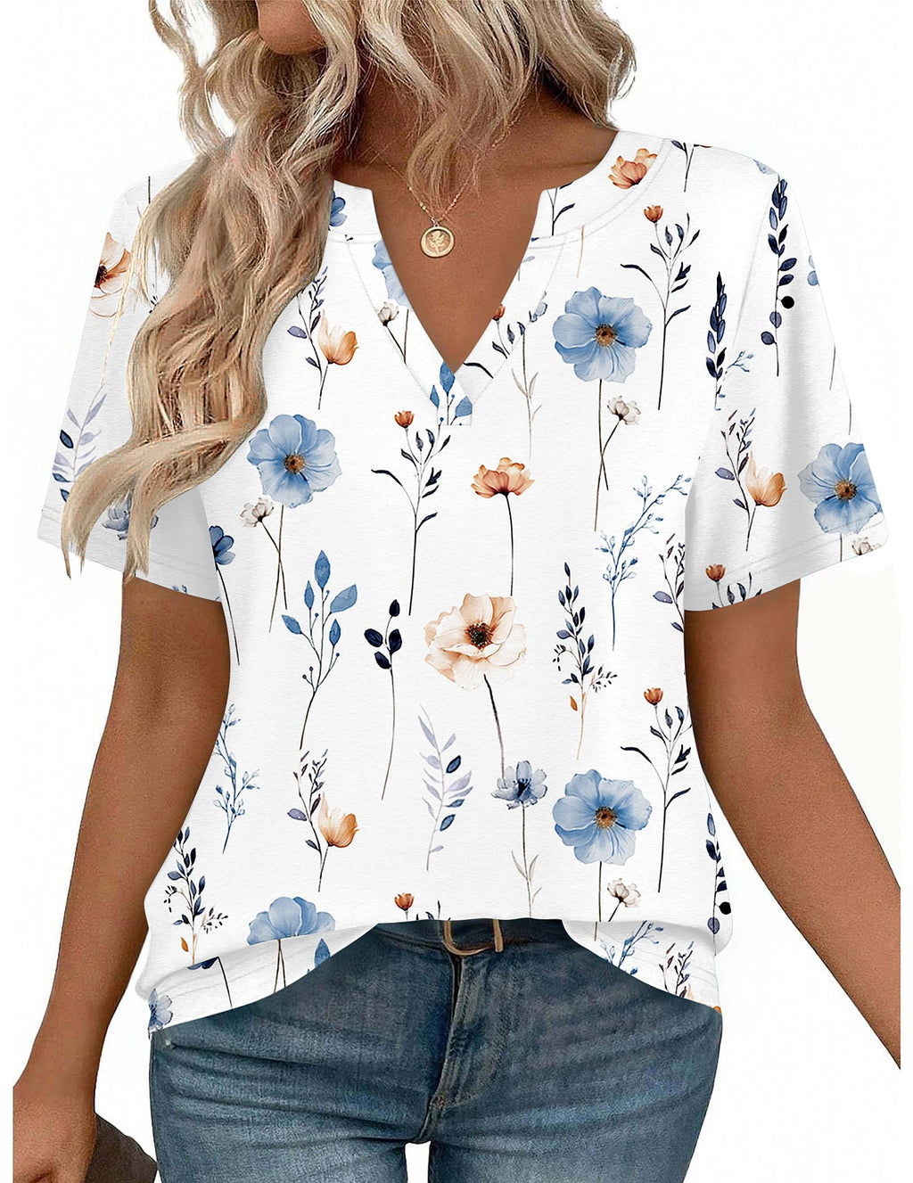 Zeagoo Womens Tops Short Sleeve V Neck Tee Shirts Cute Dressy Casual Clothing Business Work Blouse