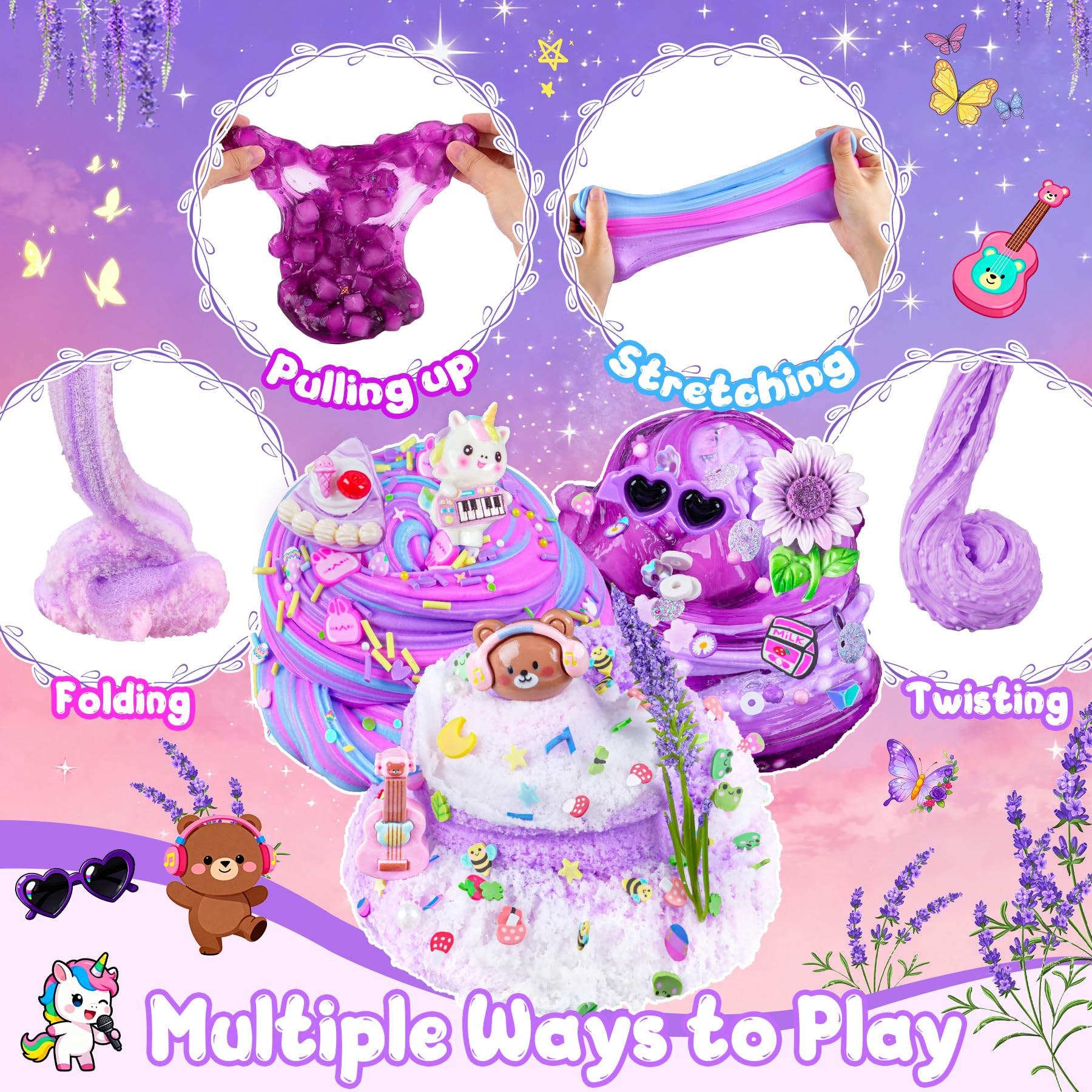 6 Pack Slimes, Pink Slime Kids, Cloud Slime kit for Girls Ages 8-12, Toys for Girls and Boys, for Kids Slime Set Party kit Goodie Bag Stuffers, 4 5 6 7 8 9 10 Year Old Girl Birthday Gift Cute Stuff