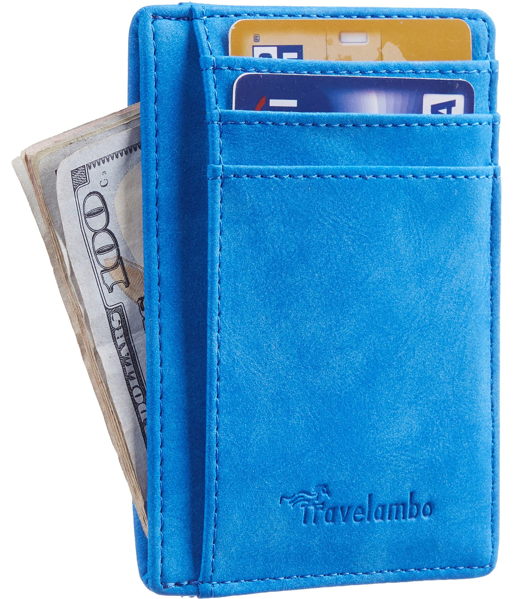 Slim Wallet Front Pocket Minimalist Leather RFID Blocking Medium Size