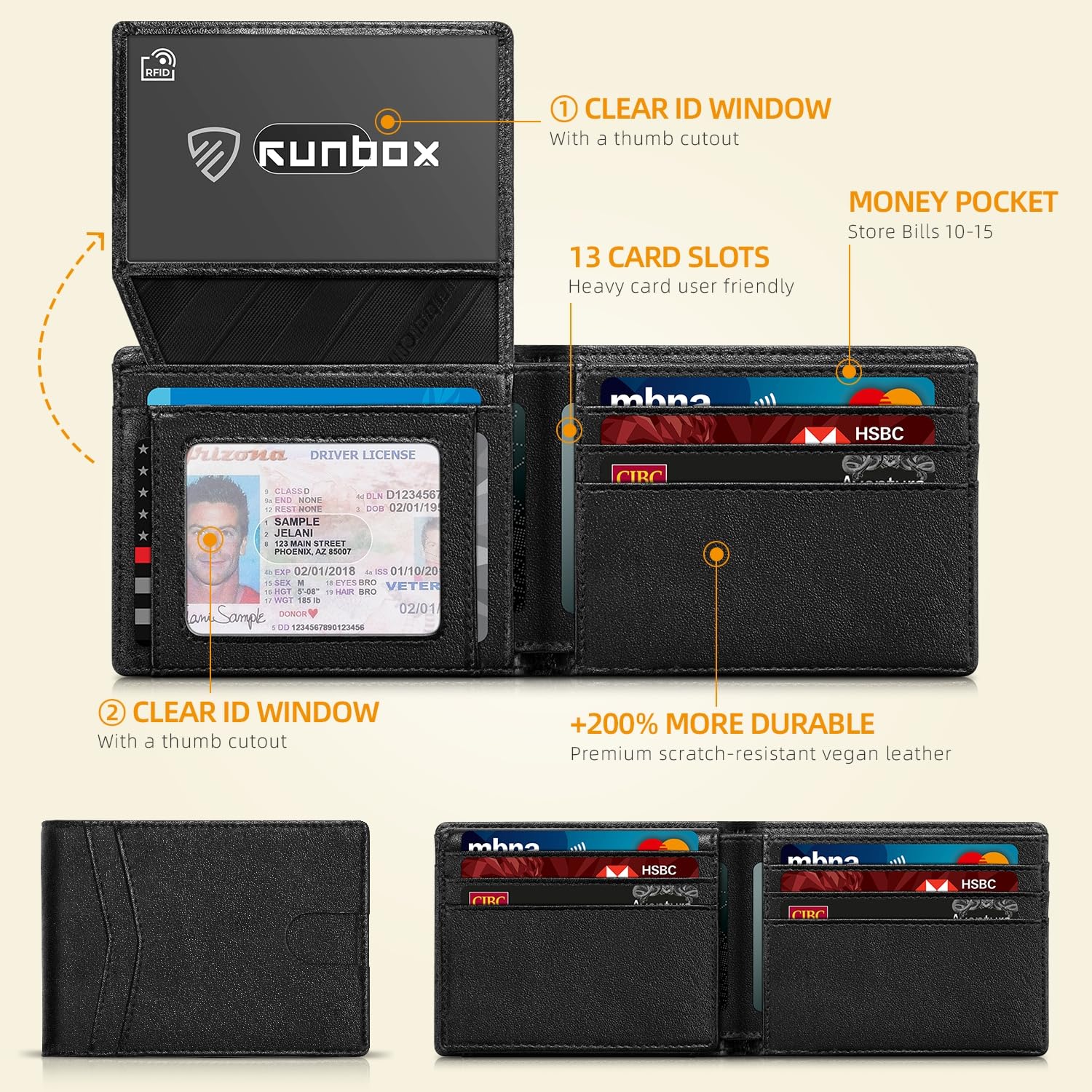 Wallet for Men -Slim Rfid Leather Mens Bifold Novelty Wallets 2 ID Window With Gift Box Men's Accessories | Slim