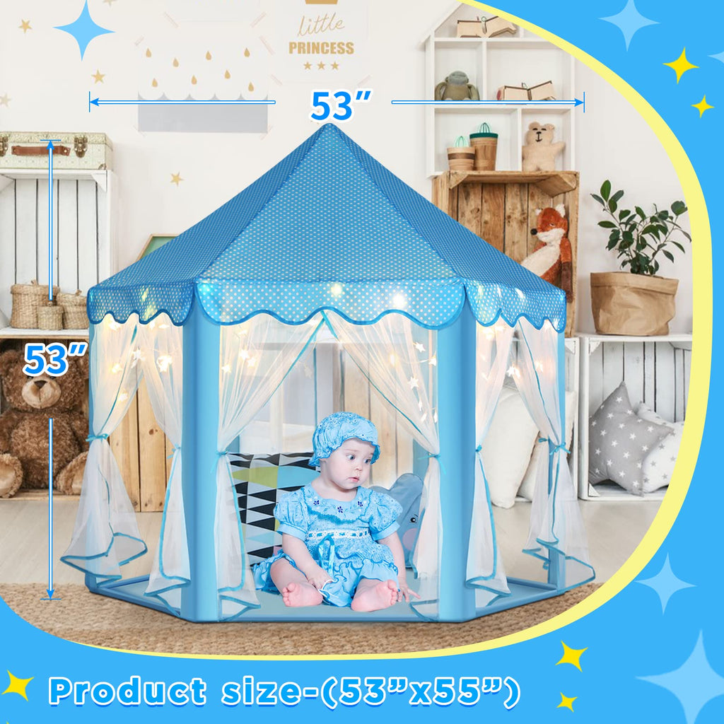 Monobeach Princess Tent Girls Large Playhouse Kids Castle Play Tent with Star Lights Toy for Children Indoor and Outdoor Games, 55'' x 53'' (DxH)