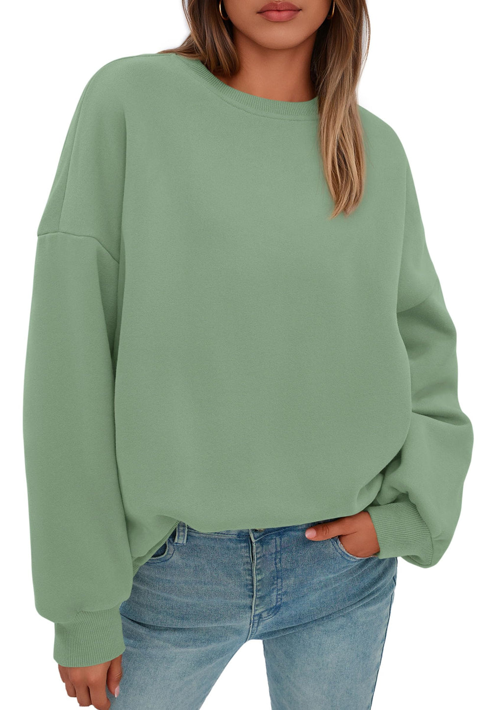 Sweatshirt for Women Oversized Crewneck Long Sleeve Pullover Fleece Top 2026 Fall Winter Fashion Outfits Clothes