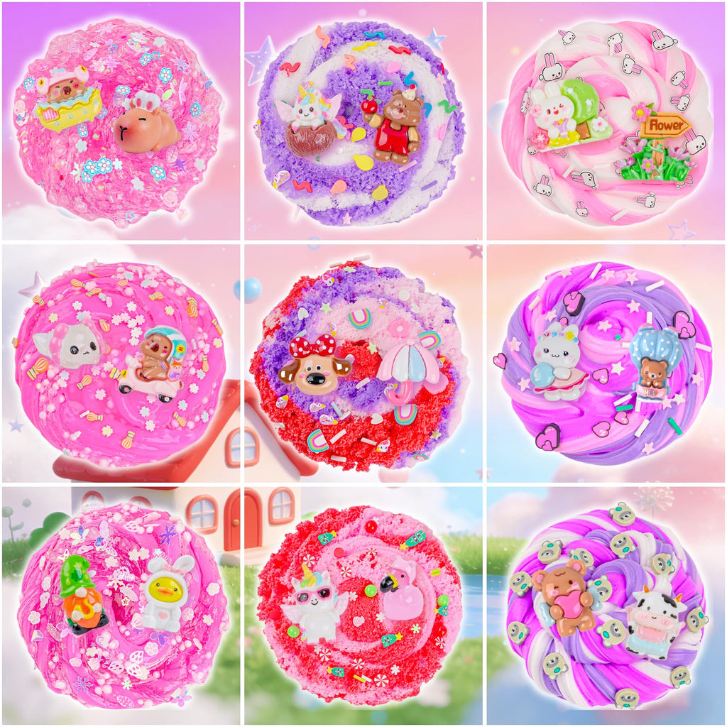 6 Pack Slimes, Pink Slime Kids, Cloud Slime kit for Girls Ages 8-12, Toys for Girls and Boys, for Kids Slime Set Party kit Goodie Bag Stuffers, 4 5 6 7 8 9 10 Year Old Girl Birthday Gift Cute Stuff