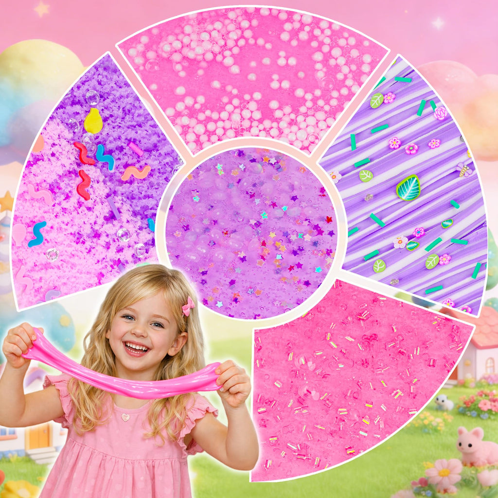 6 Pack Slimes, Pink Slime Kids, Cloud Slime kit for Girls Ages 8-12, Toys for Girls and Boys, for Kids Slime Set Party kit Goodie Bag Stuffers, 4 5 6 7 8 9 10 Year Old Girl Birthday Gift Cute Stuff