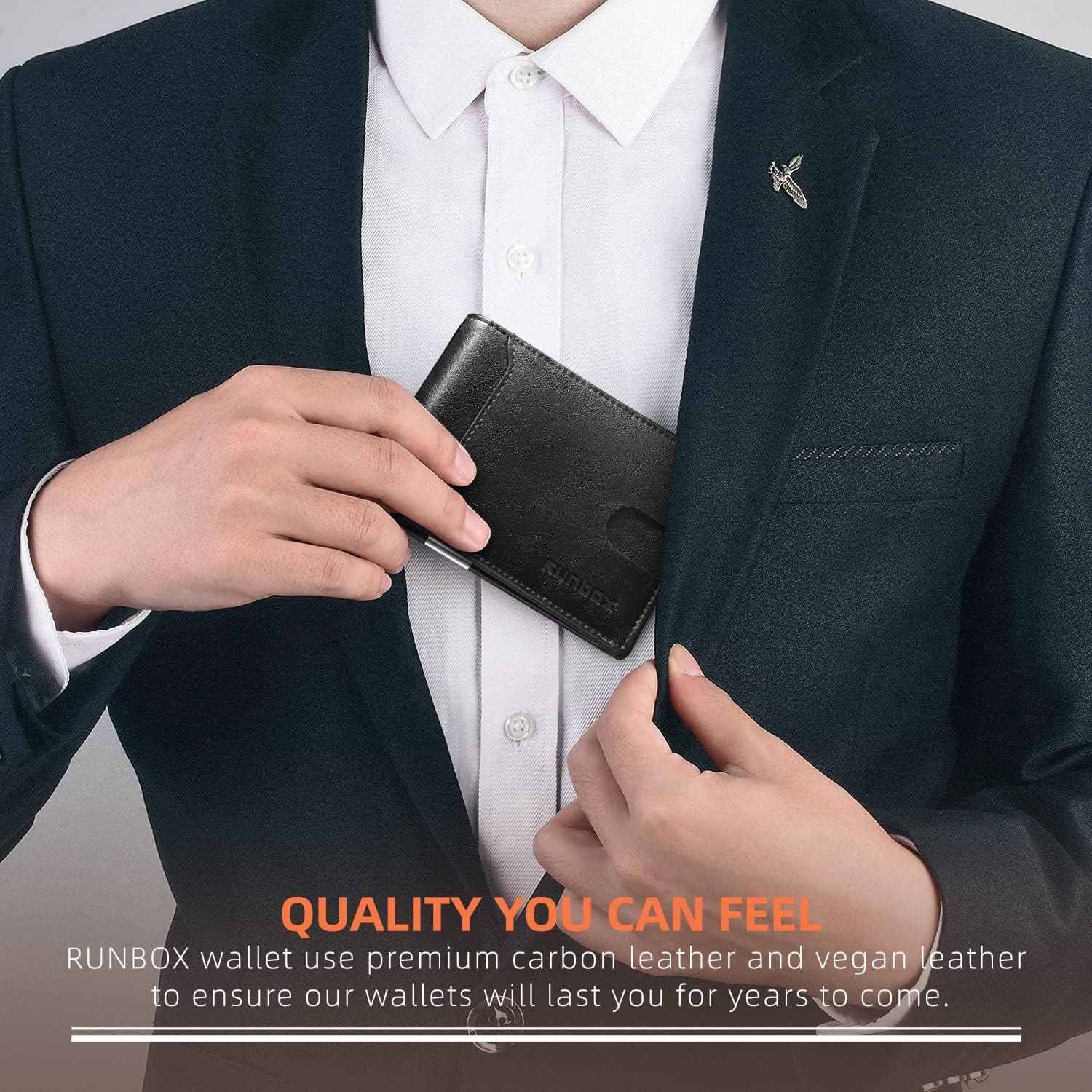 Slim Wallets for Men - Leather Money Clip Mens Wallet - RFID Blocking Front Pocket Bifold Wallet - Thin Credit Card Holder with Gift Box