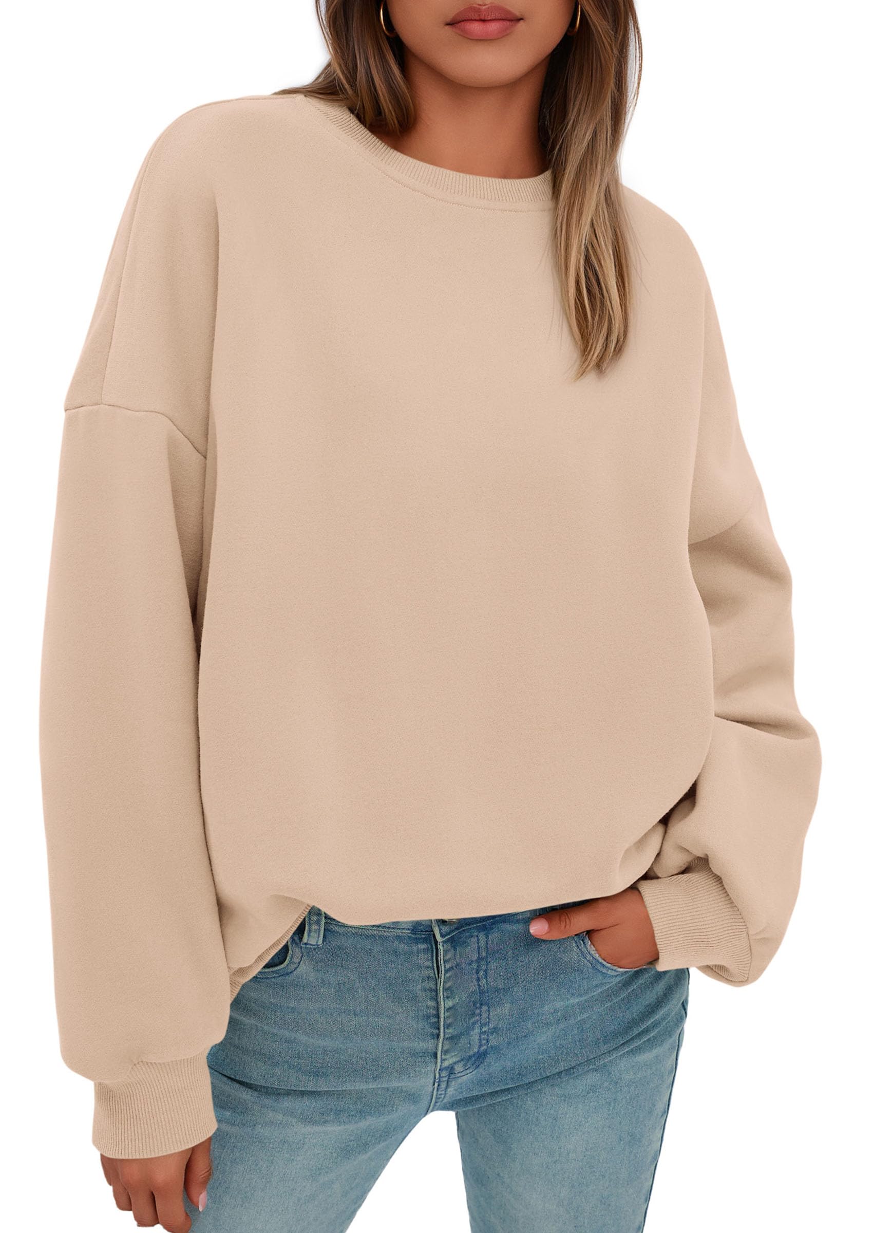 Sweatshirt for Women Oversized Crewneck Long Sleeve Pullover Fleece Top 2026 Fall Winter Fashion Outfits Clothes