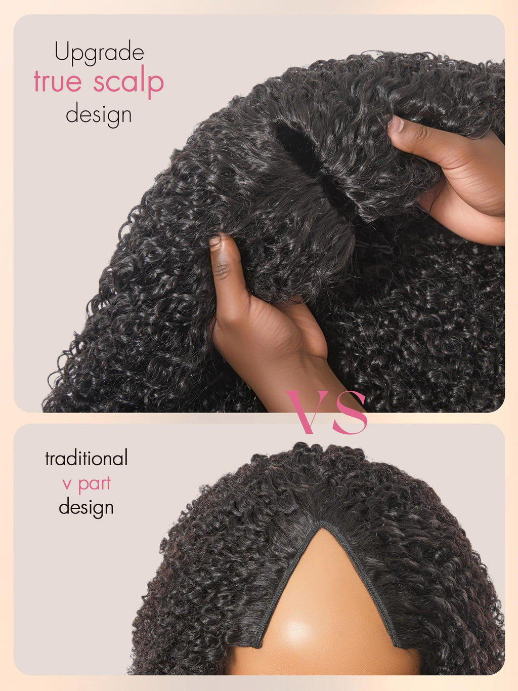 HAIR Headband Wig Human Hair Kinky Straight Drawstring Half Wig for Black Women 100% Real Human Hair Glueless None Lace Wigs Brazilian Virgin Hair Machine Made Wig 200 Density Natural Color