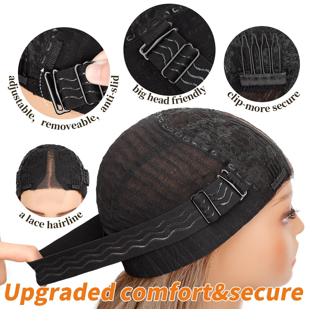 Long Brown Mixed Blonde Wavy Wig 4x1 Lace Natural Hairline Middle Part Curly Heat-Resistant Synthetic Fiber for Women & Beginners Daily Party Use 26In