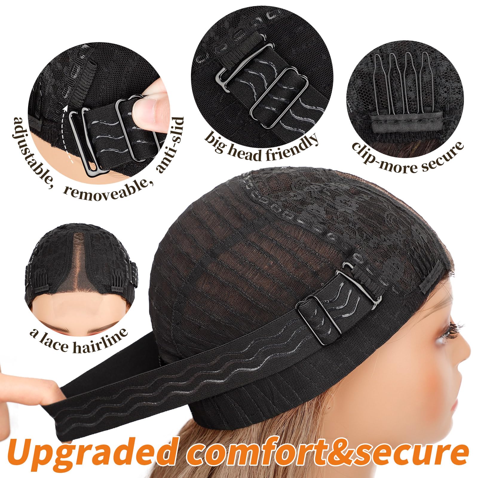 Long Brown Mixed Blonde Wavy Wig 4x1 Lace Natural Hairline Middle Part Curly Heat-Resistant Synthetic Fiber for Women & Beginners Daily Party Use 26In