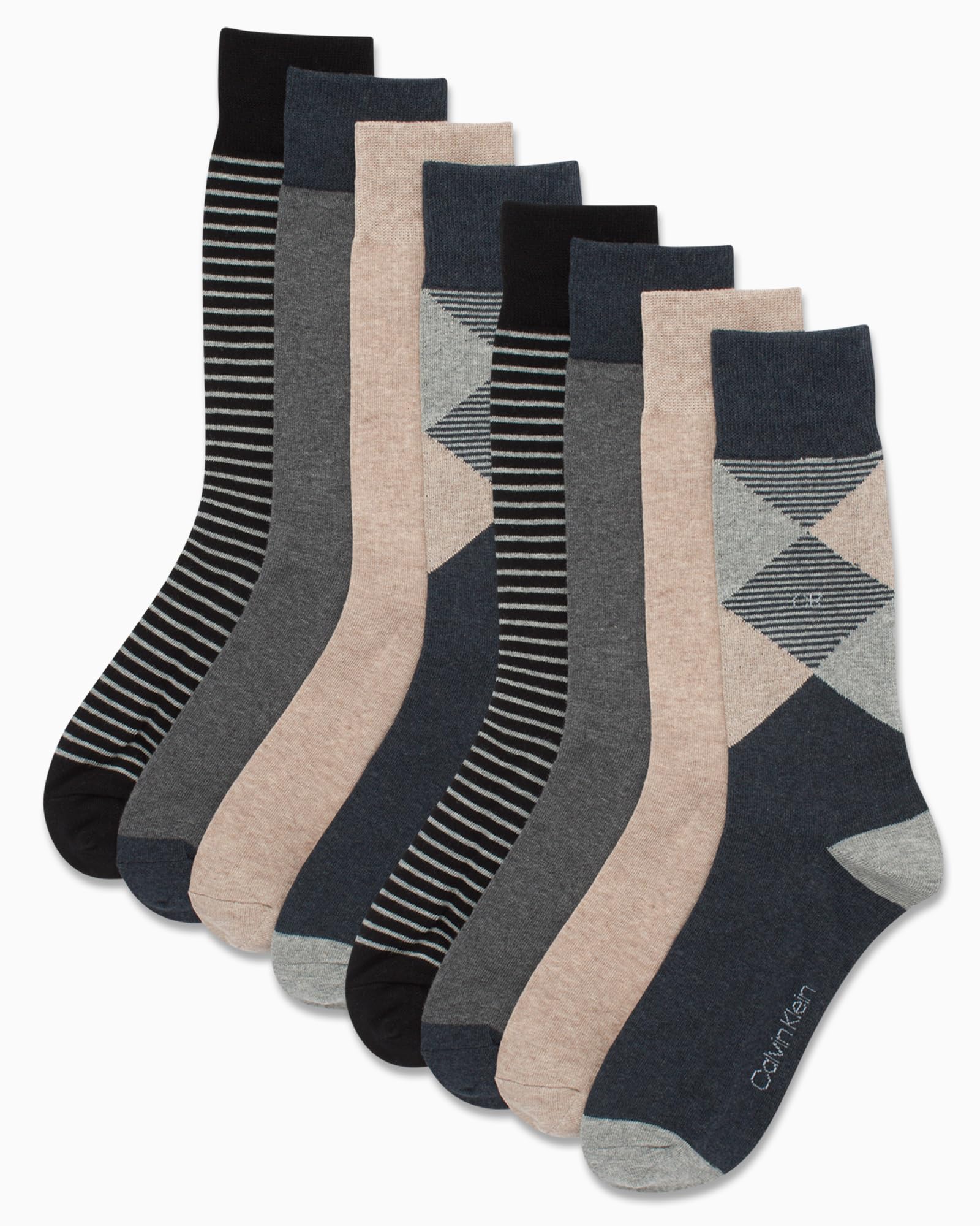 Mens Dress Socks - 8 Pack Breathable Cotton Blend Work Crew Socks for Men for Casual Business & Formal Wear