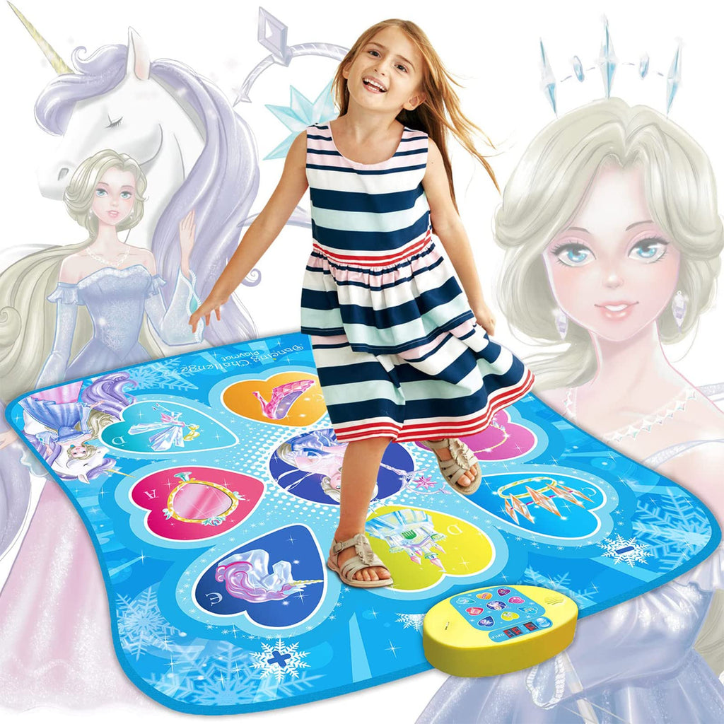 SUNLIN Dance Mat - Rhythm Step Play Mat - Dance Game Toy Pad with LED Lights, Gift for Kids Girls 3-12, Adjustable Volume, Built-in Music, 3 Challenge Levels
