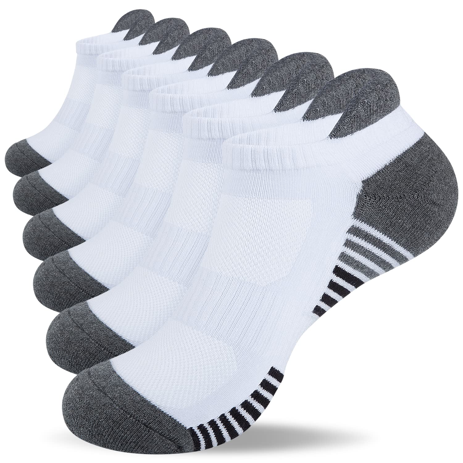 Athletic Running Ankle Socks, Low Cut Cushioned Anti-Blister Tab Sports Socks Men Women 6Pairs