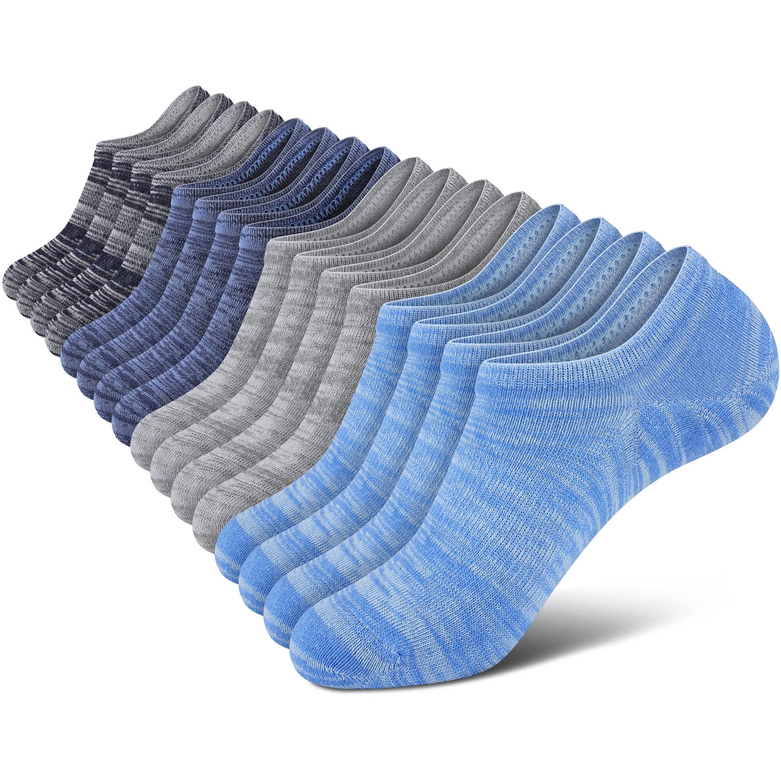No Show Socks Men, Low Cut Ankle Short Casual Cotton Socks with Non Slip Grips 6-10/11-13