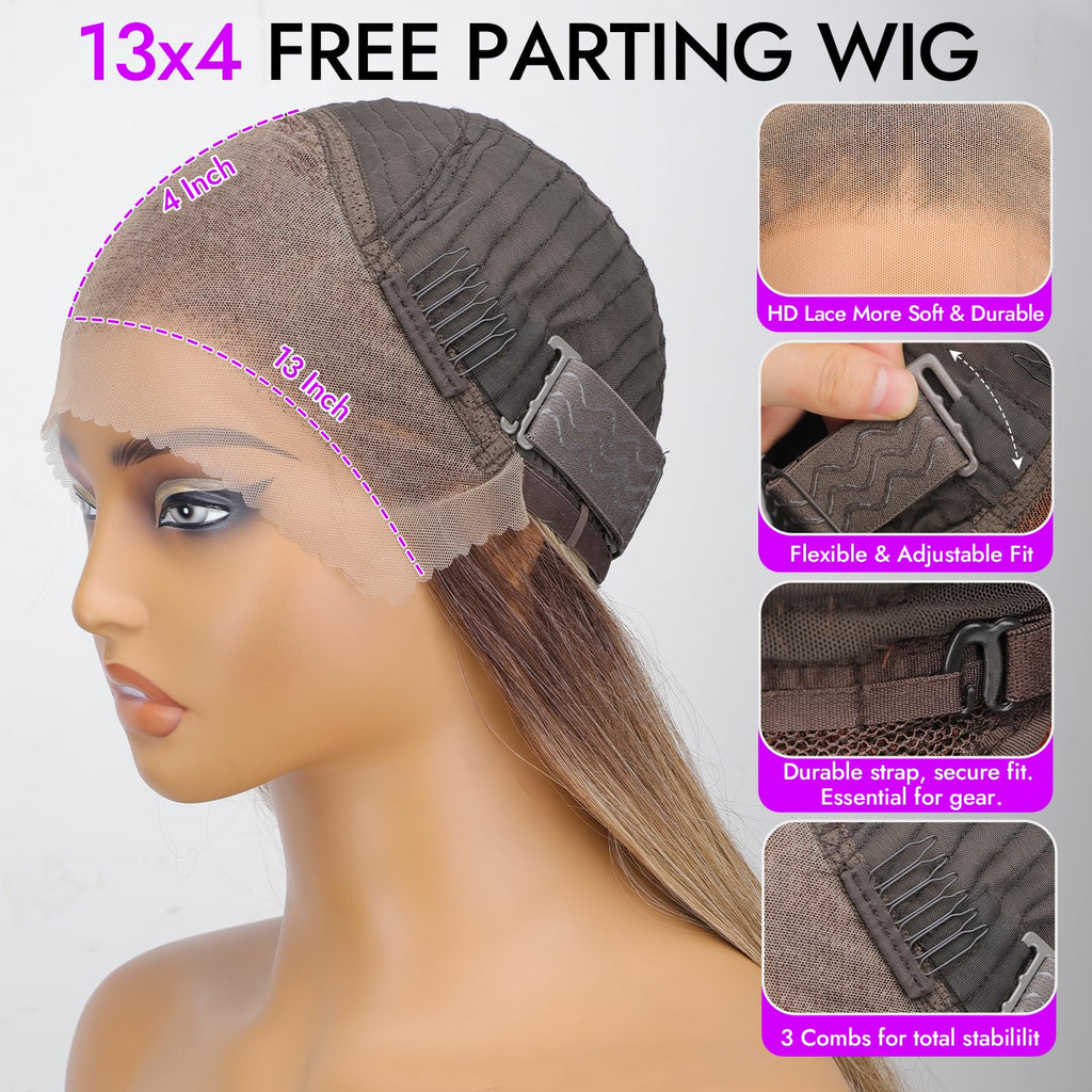 13x4 HD Lace Front Glueless Wigs for Women Black Long Layered Wave Wig Natural Hairline Heat Resistant Synthetic for Daily Use Beginner Friendly 26 Inch