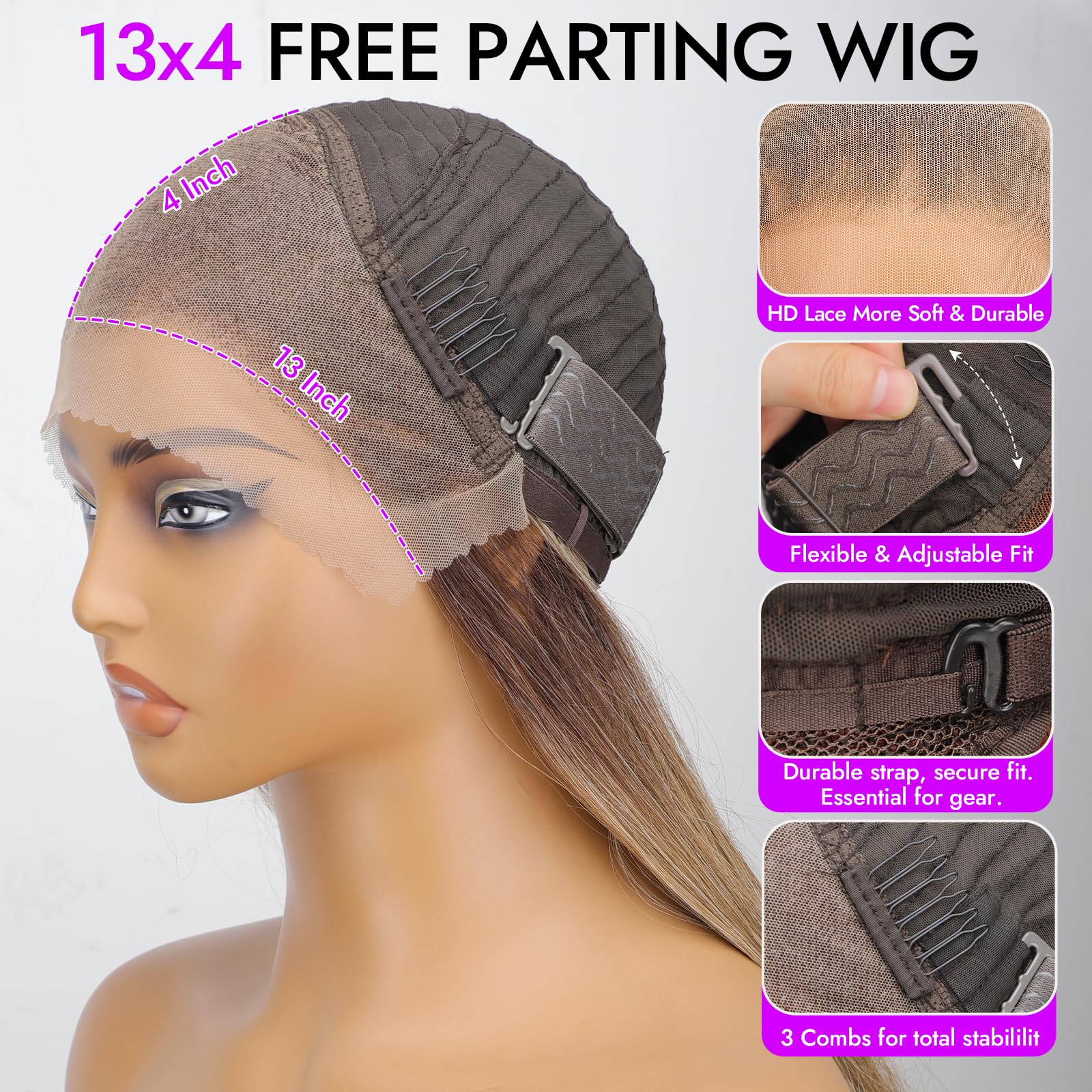13x4 HD Lace Front Glueless Wigs for Women Black Long Layered Wave Wig Natural Hairline Heat Resistant Synthetic for Daily Use Beginner Friendly 26 Inch