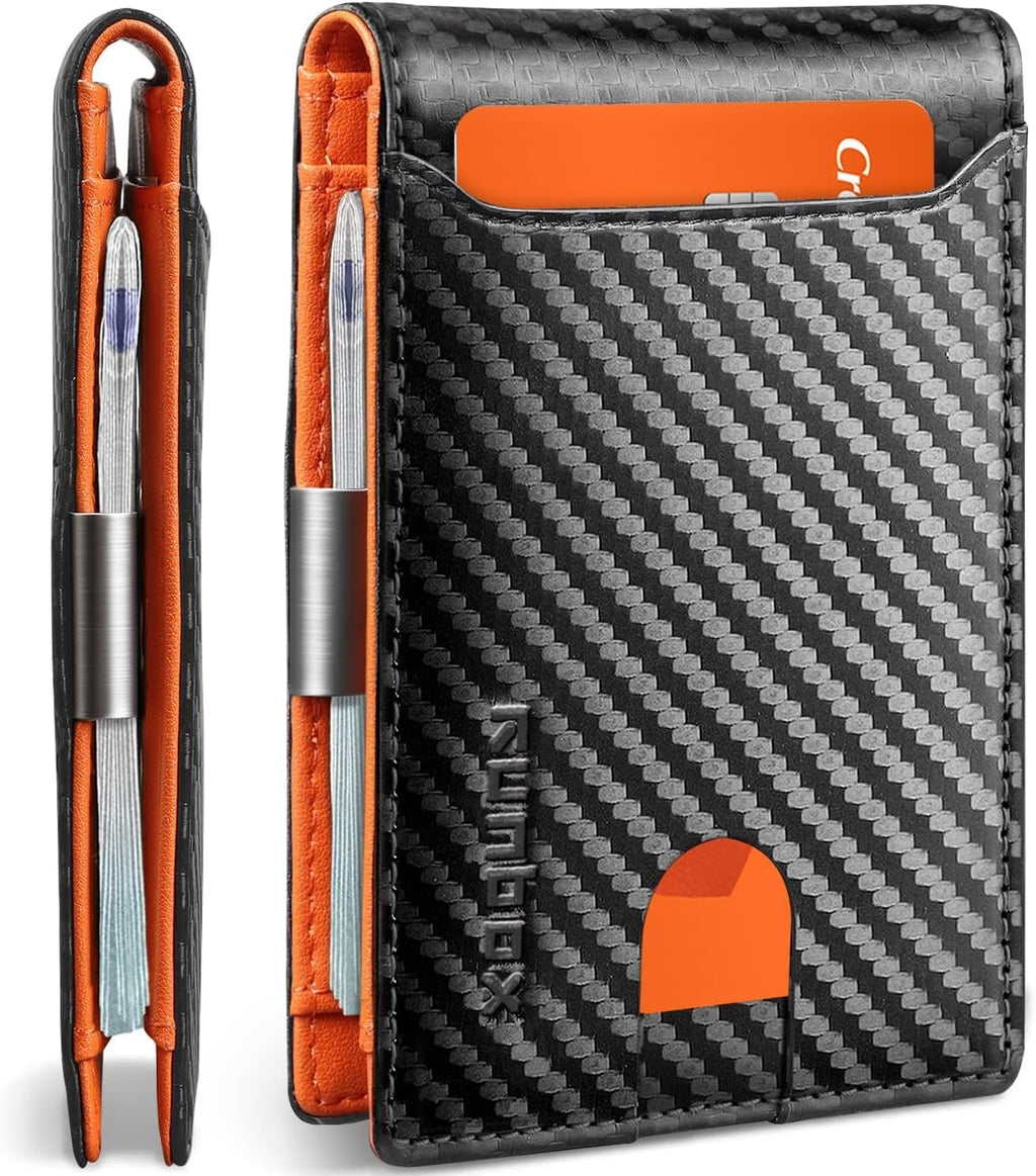 Slim Wallets for Men - Leather Money Clip Mens Wallet - RFID Blocking Front Pocket Bifold Wallet - Thin Credit Card Holder with Gift Box
