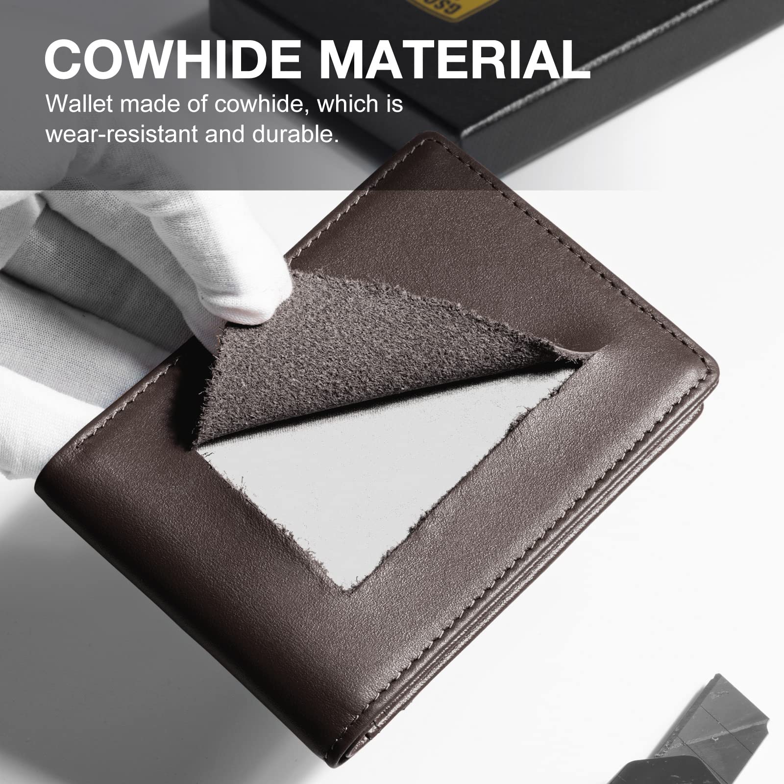 Slim Wallet for Men Rfid Blocking Leather Bifold Front Pocket Carbon Fiber Men's Money Clips Credit Card Holder With Gift Box
