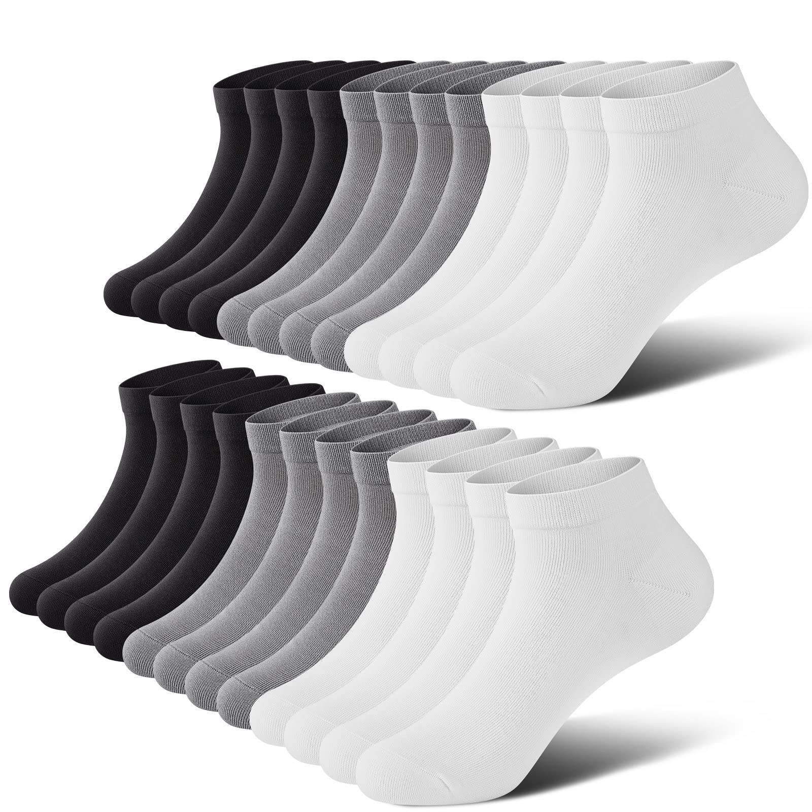 No Show Socks Men, Low Cut Ankle Short Casual Cotton Socks with Non Slip Grips 6-10/11-13