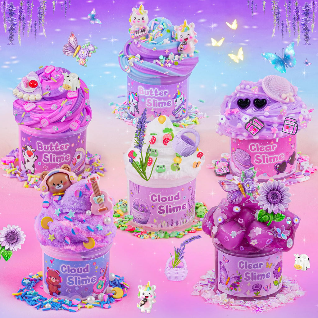 6 Pack Slimes, Pink Slime Kids, Cloud Slime kit for Girls Ages 8-12, Toys for Girls and Boys, for Kids Slime Set Party kit Goodie Bag Stuffers, 4 5 6 7 8 9 10 Year Old Girl Birthday Gift Cute Stuff