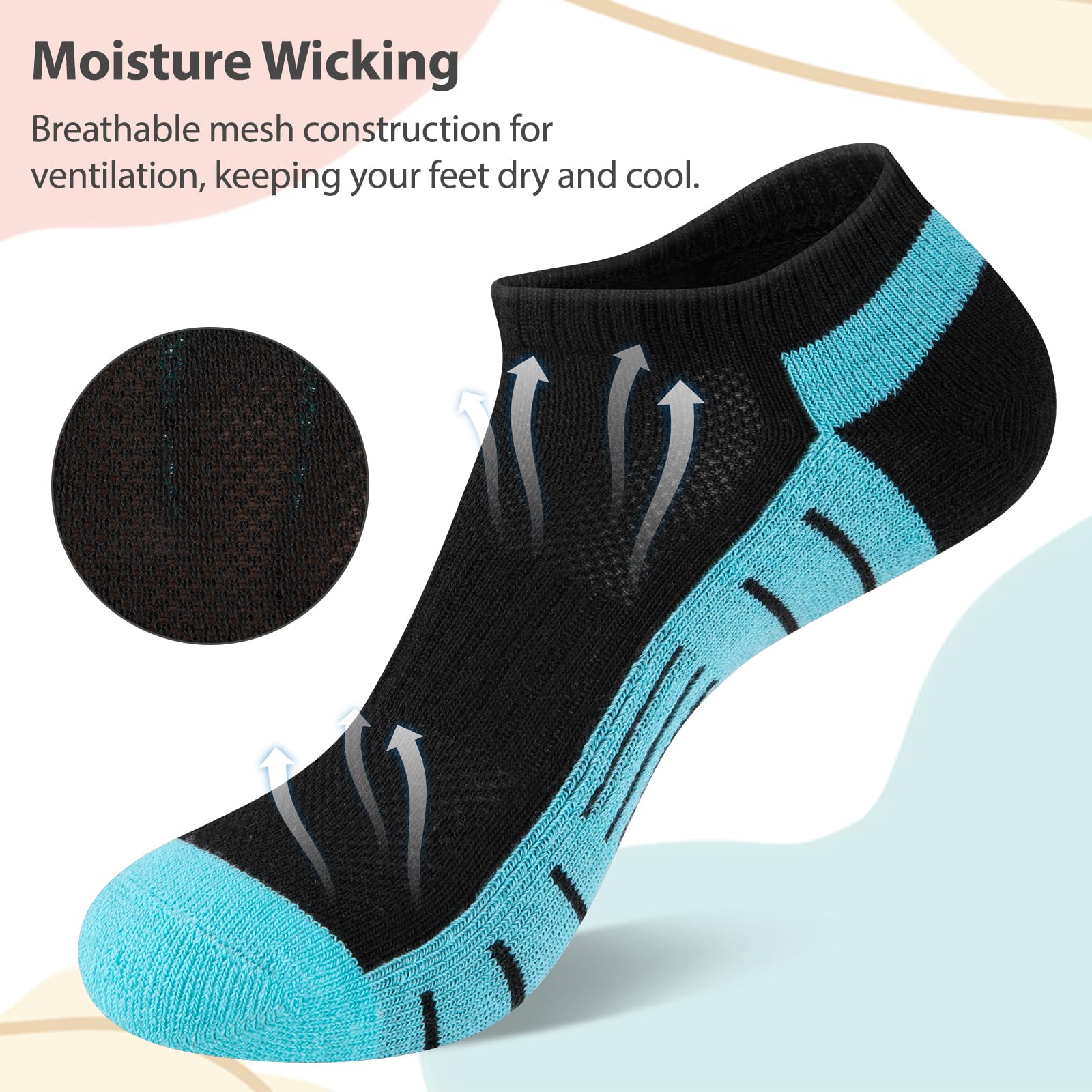 7 Pairs Ankle Socks Womens Athletic Cushioned Running Low Cut Socks for Women