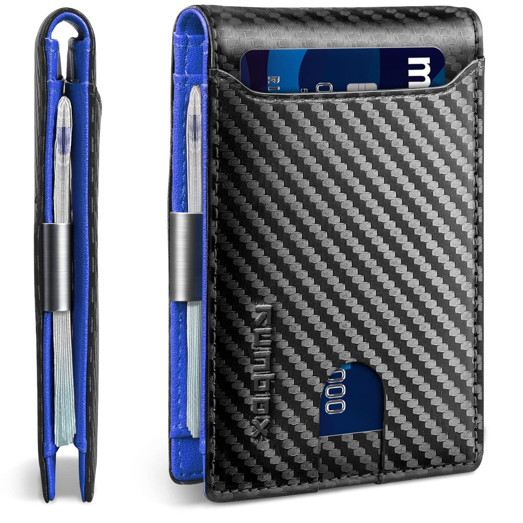 Slim Wallets for Men - Leather Money Clip Mens Wallet - RFID Blocking Front Pocket Bifold Wallet - Thin Credit Card Holder with Gift Box