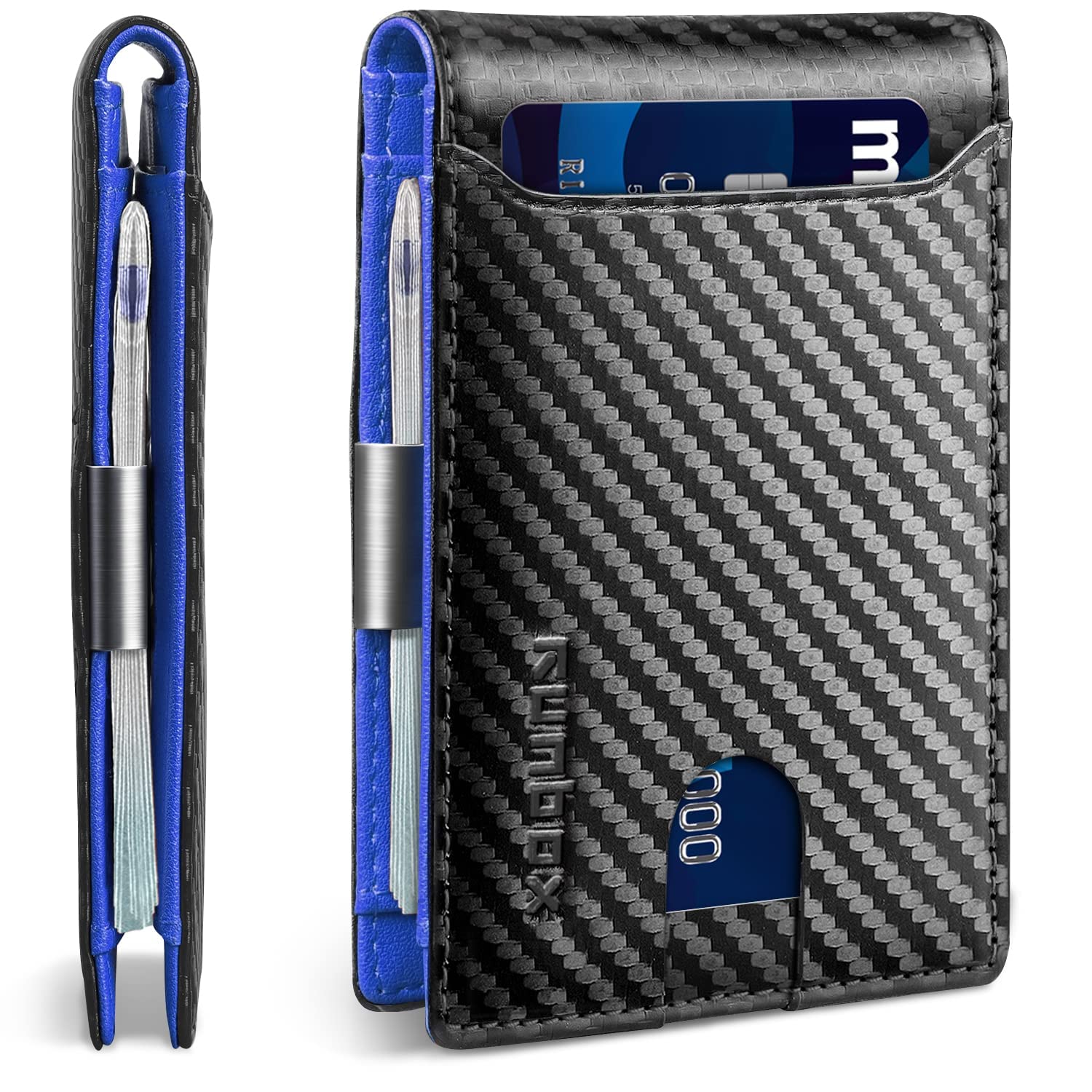 Slim Wallets for Men - Leather Money Clip Mens Wallet - RFID Blocking Front Pocket Bifold Wallet - Thin Credit Card Holder with Gift Box