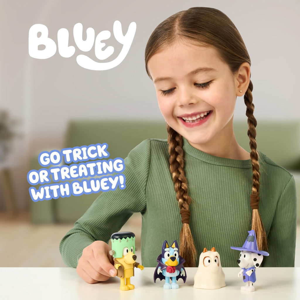 Bluey Family Figure Pack of 4, Robust Poseable Character Toys with Bingo, Chilli, and Bandit Figures, Toddler-Sized Animal Figurines for Kids Ages 3+