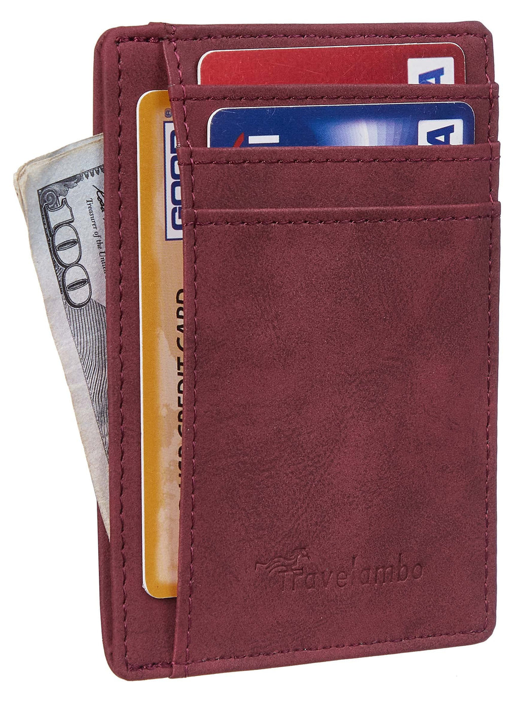 Slim Wallet Front Pocket Minimalist Leather RFID Blocking Medium Size
