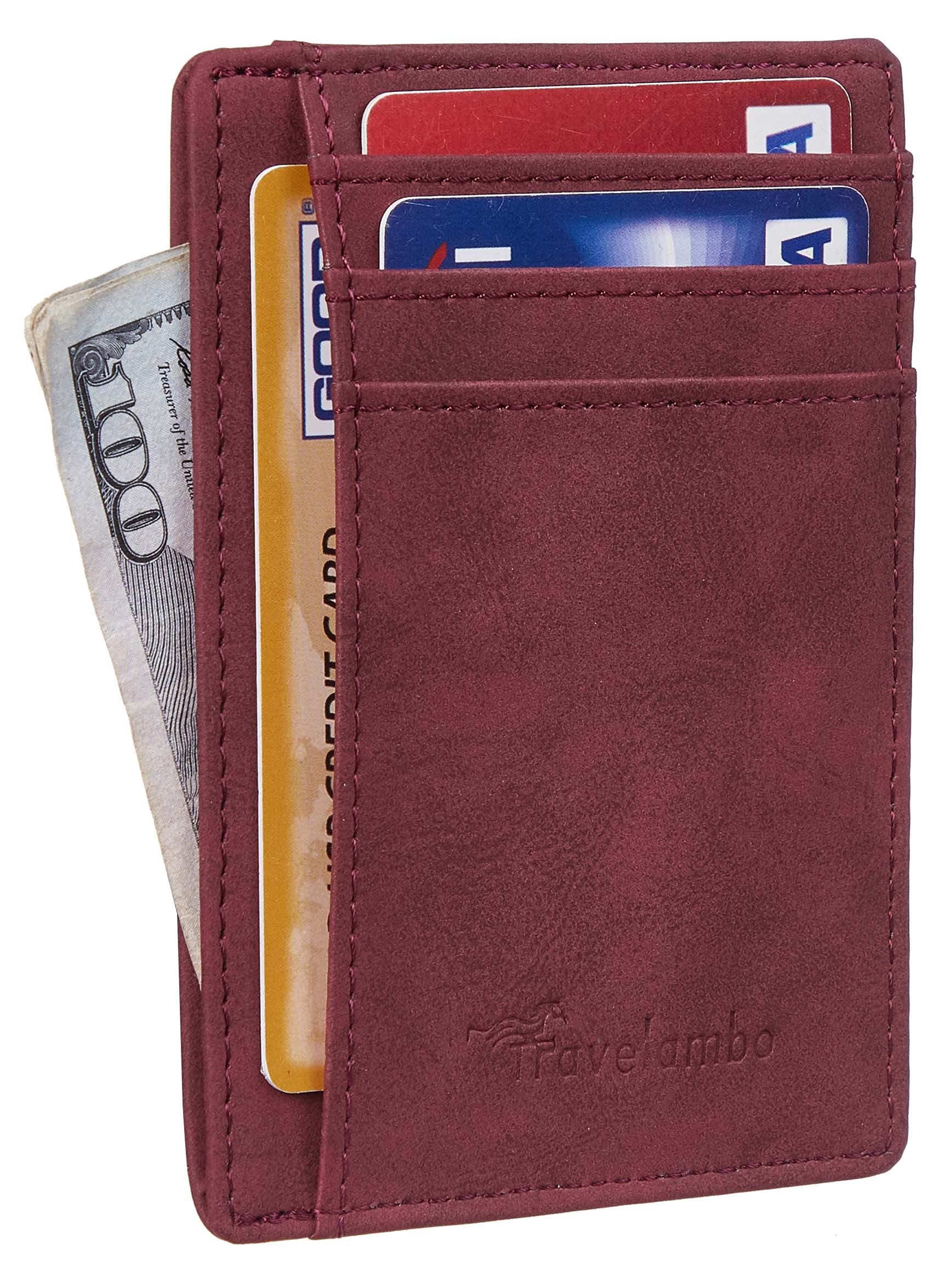 Slim Wallet Front Pocket Minimalist Leather RFID Blocking Medium Size