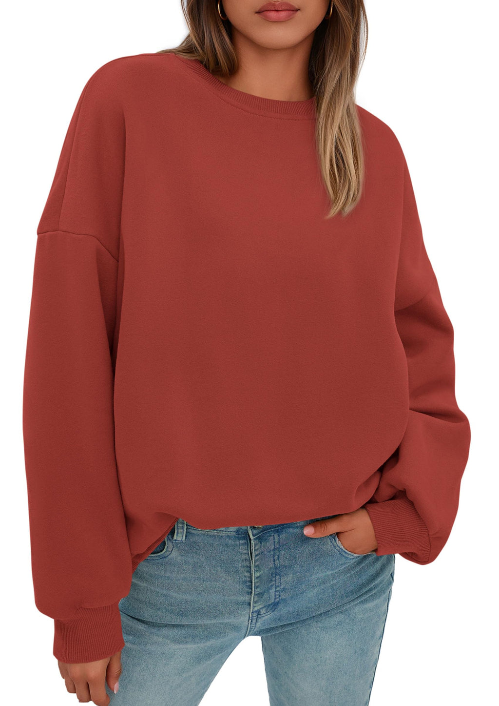 Sweatshirt for Women Oversized Crewneck Long Sleeve Pullover Fleece Top 2026 Fall Winter Fashion Outfits Clothes